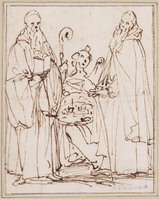 K 126
<br/>
Twee heiligen in monnikspij en een engel met stadsmodel
<br/>
<em>Vanni, Francesco (1563-1610)</em>